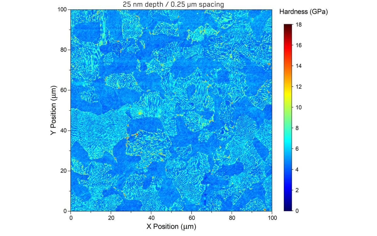 Close-up of Pearlitic microstructure in steel, highlighting Cementite lamellae with 250 nm resolution by FemtoTools.