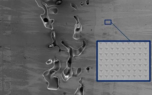 Displacement-controlled indentation matrix obtained after performing mechanical microscopy on a metallurgical sample