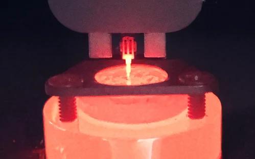 Glowing MEMS-based force sensing nanoindentation probe.